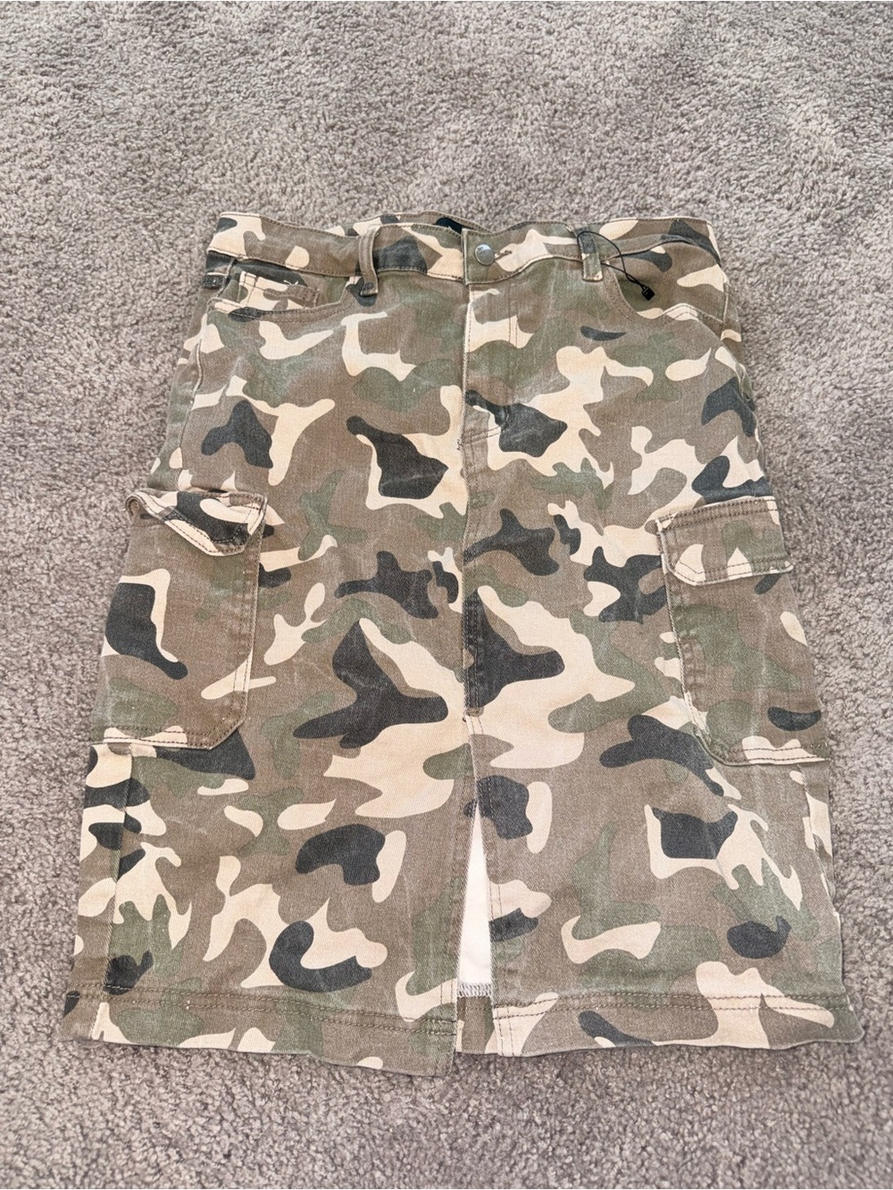 Camouflage Cargo Skirt in Green and Tan